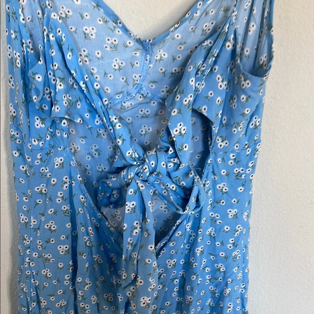 Blue Floral Spaghetti Strap Dress - Picture 4 of 4
